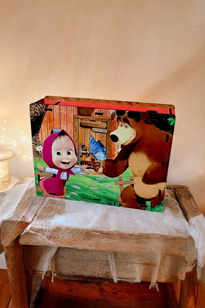 wooden gift design Ahşap Kumbara Baskı Yüzeyli 20*15*5 cm Özel Tasarım Model 9