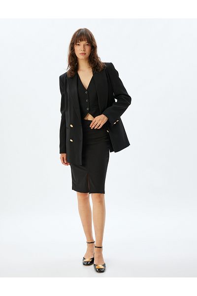 Koton Țesătură de scuba slim fit midi - fustă creion cu fantă frontală
