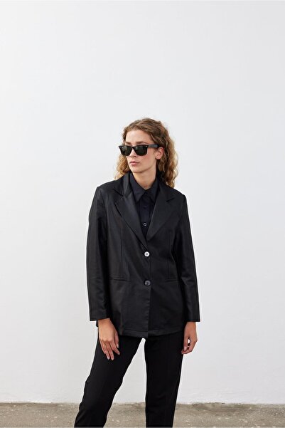 Fahhar Black Oversize Single Button Blazer