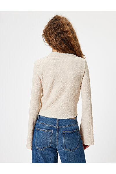 Koton Μακρυμάνικο πουκάμισο με υφή με κουμπιά, μπλουζάκι με πέτο και τυλίγματα