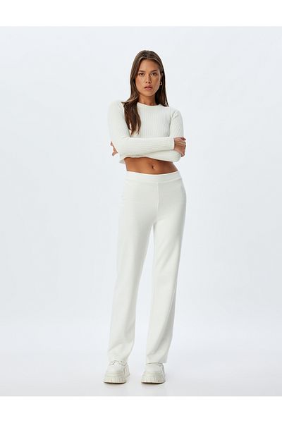 Koton Soft Textured Corduroy Sweatpants - Straight Leg