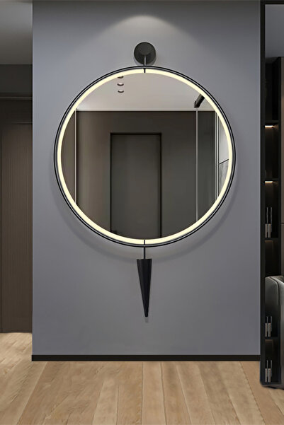 SEVİNÇ KONSEPT Led'li Kazablanka Ayna SİYAH 60 X 95Cm Dekoratif Antre Duvar S...