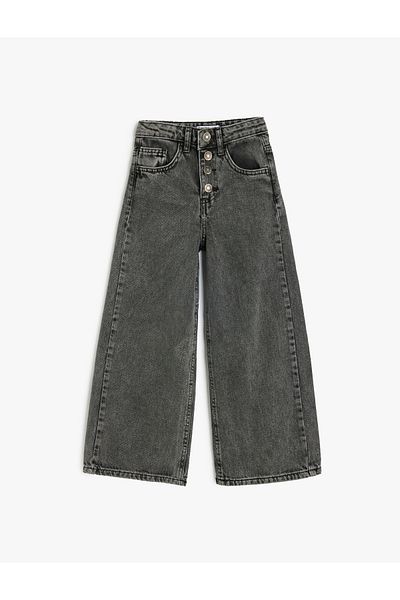 Koton Blugi din denim din bumbac cu picioare late și buzunare
