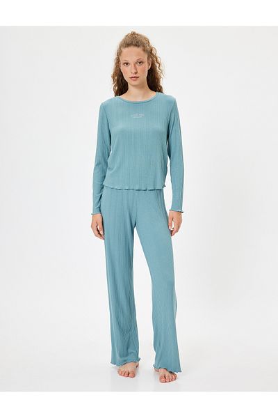 Koton Picior plat confortabil - Pantaloni de pijama din material modal texturat