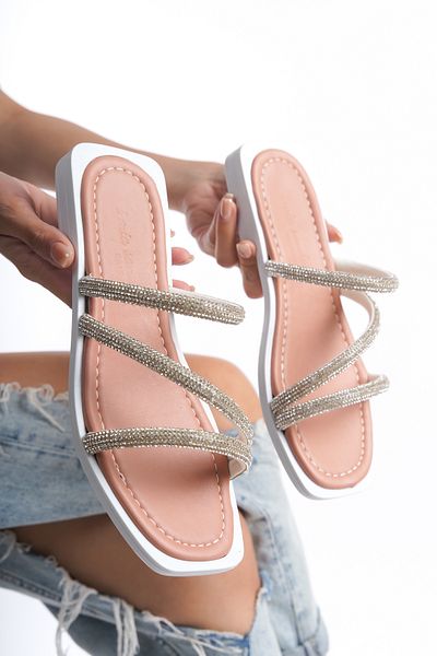 ARTI ARTI AYAKKABI MIA026-1602 Daily Women's Stoned Salmon Holiday Slippers
