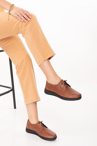 ARTI ARTI AYAKKABI Plus-Artı001-2244 Genuine Leather Orthopedic Women's Tan Shoes