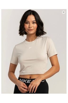 Nike Sportswear Essential Slim Fit Cropped Short Sleeve Krem Kad n T shirt Fiyat Yorumlar Trendyol