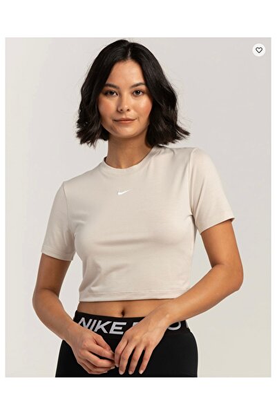 Nike Sportswear Essential Slim-Fit Cropped Short-Sleeve Krem Kadın T-shirt