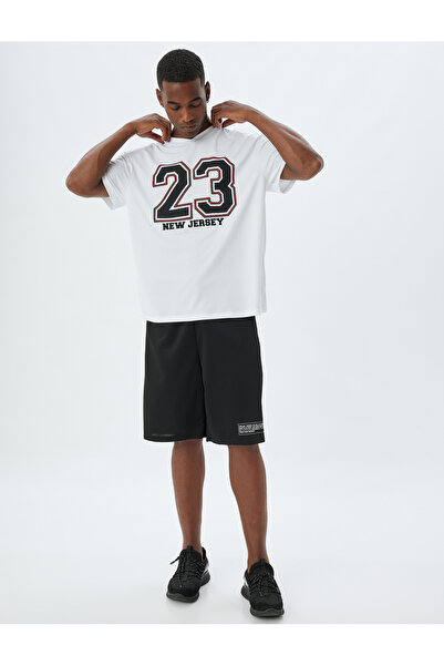 Koton V Yaka Baskılı Kısa Kollu Oversize Spor Tişört