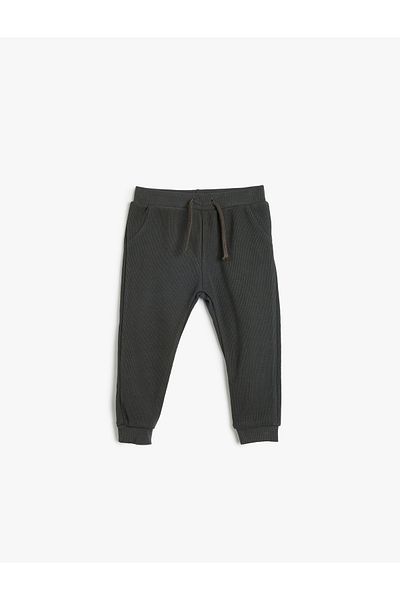 Koton Cotton Textured Sweatpants - Basic Model with Waist Tie
