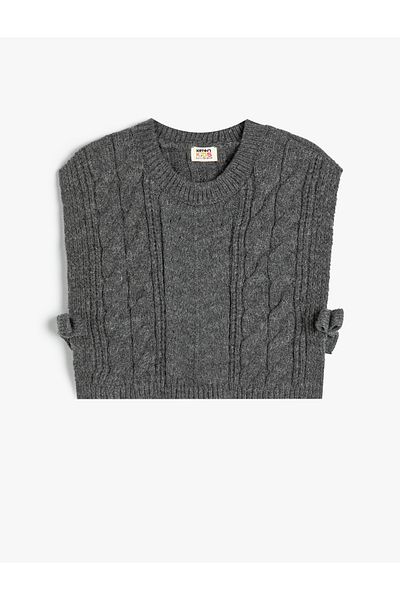 Koton Crew Neck Knitted Sweater - Sleeveless and Side Tied