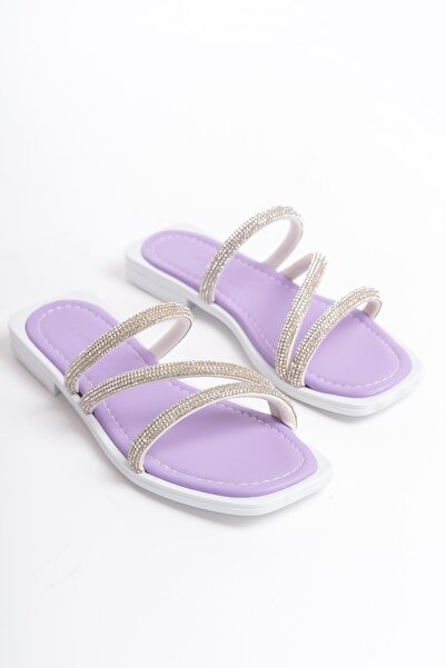 ARTI ARTI AYAKKABI MİA026-1602 Papuci de vacanță pentru femei, mov, cu pietre