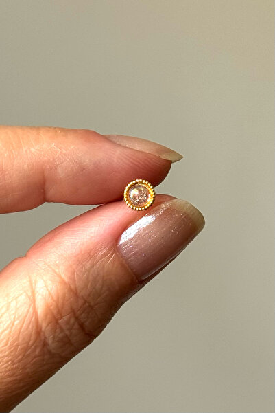 CERENY.CO Pembe Simli Piercing Cerrahi Çelik 6 MM Bar