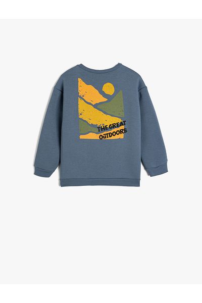 Koton Crew Neck Long Sleeve Raster Sweatshirt - Printed