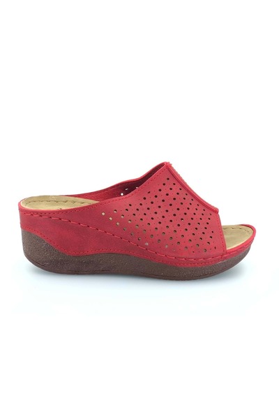 Kocamanlar Ayakkabı Aryan D.r Recommended Orthopedic Women's Slippers RED