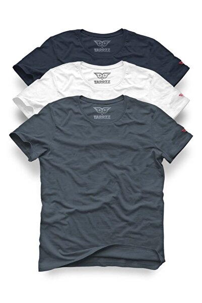 Tarrzzcom طقم أساسي للجنسين مكون من 3 قطع تي شيرت فيجن-أبيض-أزرق ليلي
