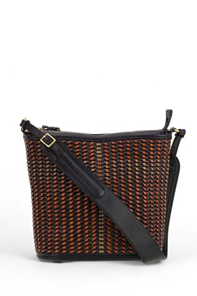 GÖN Hand Made Siyah-Çok Renkli Kadın Omuz Çantası Monbir