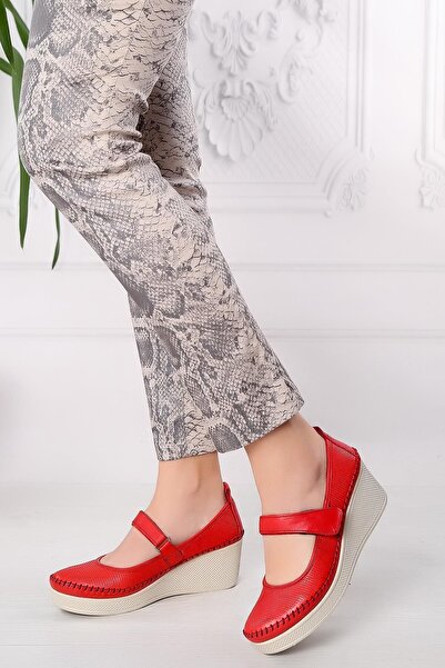ARTI ARTI AYAKKABI Plus-plus014-14152-3 Genuine Leather Orthopedic Women's Red Shoes