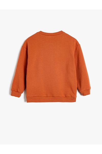 Koton Tiger Print Sweatshirt Long Sleeve Crew Neck Raised