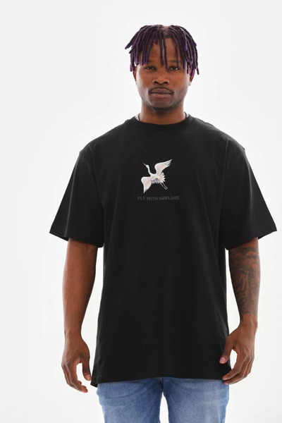 LUMİART Tricou oversize imprimat unisex - negru