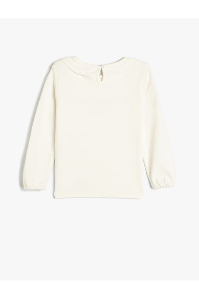 Koton Slogan Embroidered Cotton Long Sleeve T-Shirt
