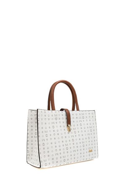 Bilik Deri Geantă de umăr pentru femei Monogram White-tan Sym 517-mn