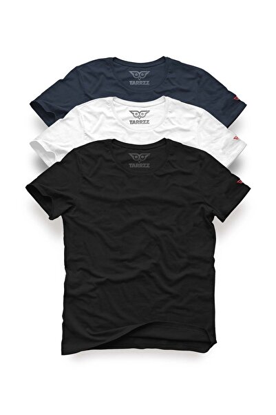 Tarrzzcom Unisex 3’lü Paket Basic Tişört Seti %100 Pamuk Bisiklet Yaka Kısa K...