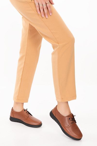 ARTI ARTI AYAKKABI Plus-Artı001-2244 Genuine Leather Orthopedic Women's Tan Shoes