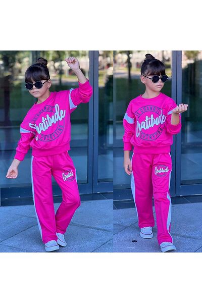 ARBİ kids Girl Gratıtude Two-Thread Pajamas Set