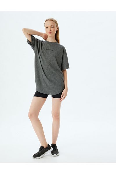 Koton Oversize Slogan Printed Crew Neck Sports T-Shirt