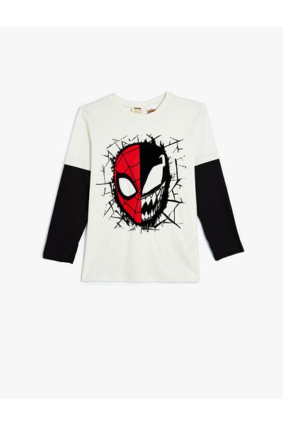 Koton Μακρυμάνικο βαμβακερό μπλουζάκι με άδεια Spiderman - Crew Neck Printed