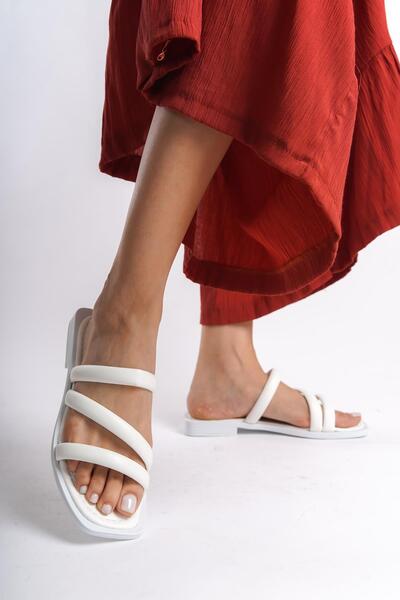 ARTI ARTI AYAKKABI MİA026-1603 Papuci de vacanță pentru femei cu bandă albă