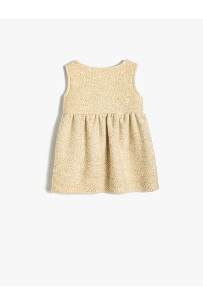 Koton Crew Neck and Button Detailed Pocket Sleeveless Dress