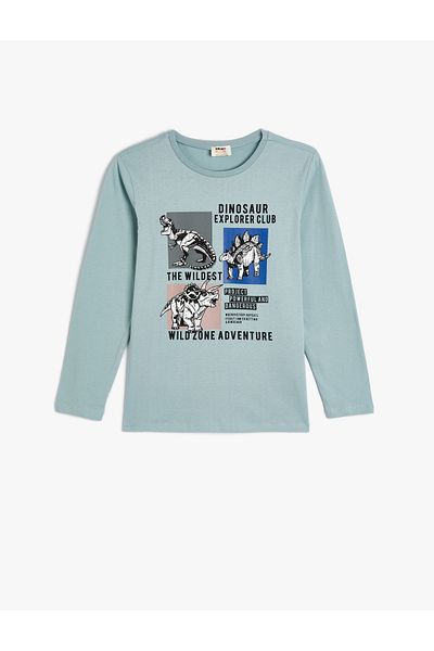Koton Παιδικό T-Shirt Dinosaur μακρυμάνικο Crew λαιμόκοψη