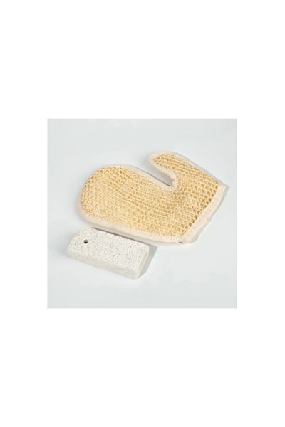 evimdeyokyok Bath Loofah Scrub Sisal Glove Exfoliator and Heel Pumice Stone