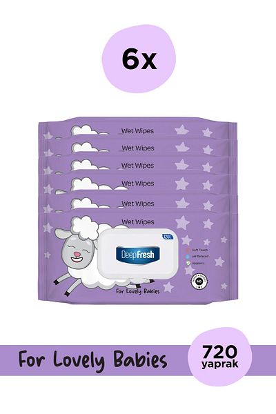 Deep Fresh   Lovely Babies Lamb Wet Wipes 6 X 120 Sheets