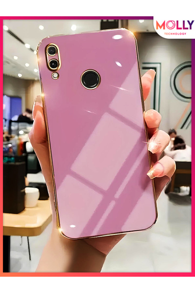 Molly Technology Huawei Y7 2019 Için Lila Kenarları Gold Detaylı Lüks Silikon...