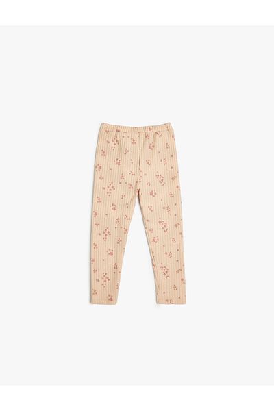 Koton Floral Patterned Textured Tights - Elastic Waist