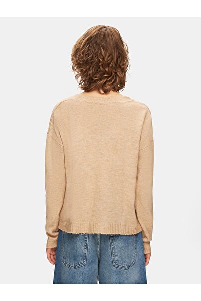 Ltb Knitwear Turtleneck Long Sleeve Cream Sweater