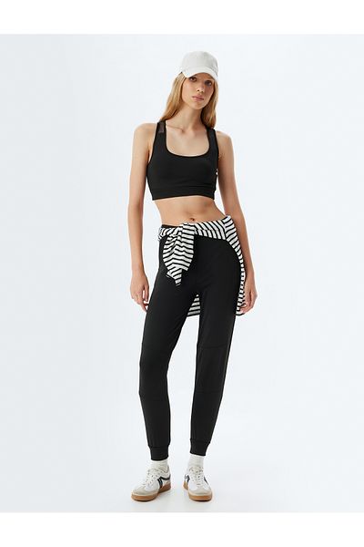 Koton Jogger Sweatpants Μέση με κορδόνια Εξαιρετικά ψηλή μέση Slim Fit Interlock