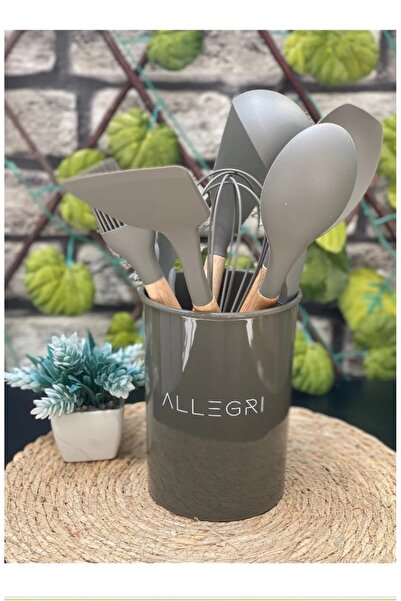 Enyaza Home 9 Parça Bambu Saplı Silikon Mutfak Seti Servis Seti