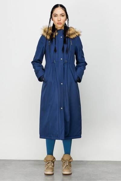 Micca Spor ve Zamansız Tüm Bedeni Kapitone Dolgu Astarlı Kürklü Manto Kaban-Laci