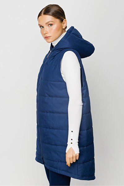 Micca Fiyat/Kalite Ürünü Zamansız Basen Örten Kapitone Dolgulu İçi Özel Garni Yelek 2024 YAZ-İndigo