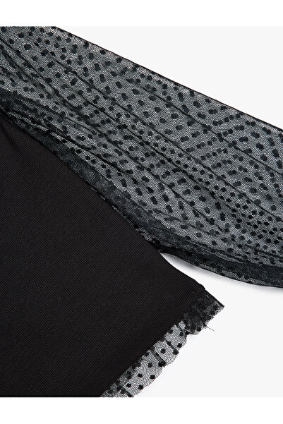 Koton Bluză cu mâneci cu balon din tul cu guler pătrat