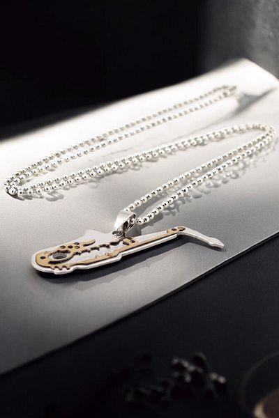 Solfera Men's Saxophone Music Musician Steel Necklace K538