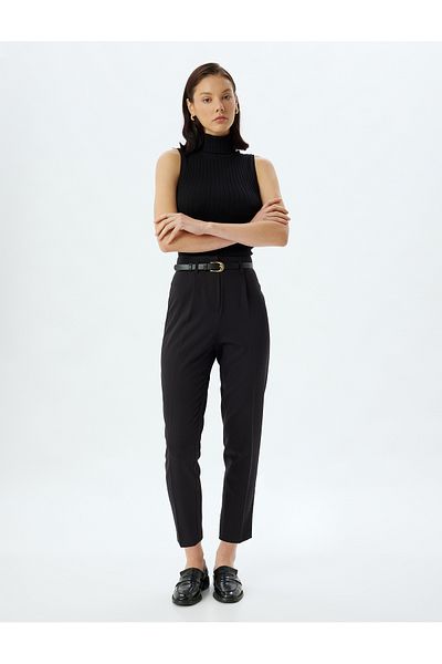 Koton High Waist Belted Slim Fit Cigarette Pants