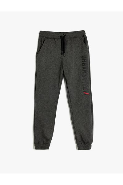 Koton Jogger Sweatpants Slogan Printed Tie-Up Waist