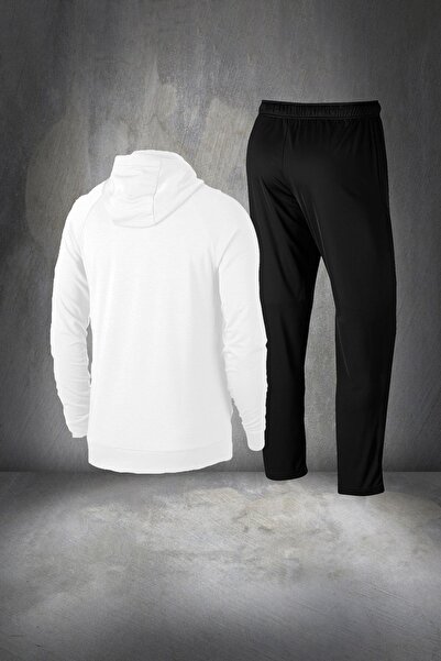 POSEIDON STORM Men's White New Supra Combed Cotton Relaxed Fit Casual Athlete Training Tracksuit Set S-3Xl