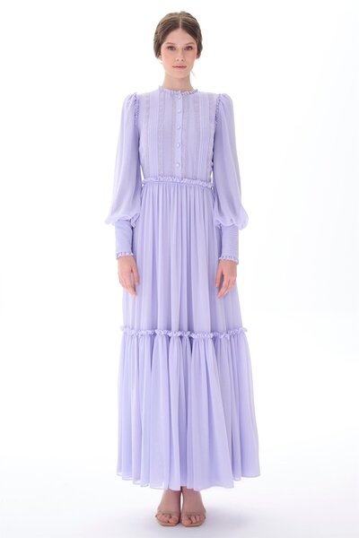 miha Hicran Önal تنورة مضلعة مفصلة فستان أرجواني