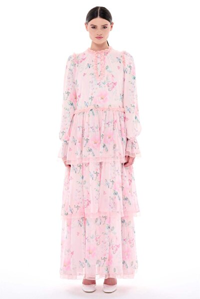 miha Hicran Önal Φούστα με λεπτομέρεια από δαντέλα σε χρώμα πούδρα Eliise